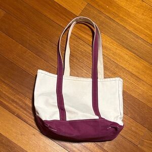 L.L. Bean boat and tote Canvas Tote Bag in Cream and Burgundy